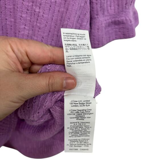 Romantic Layers Lavender‎ Textured Knit Ruffle Puff Sleeve J.Crew Top M - Picture 7 of 8